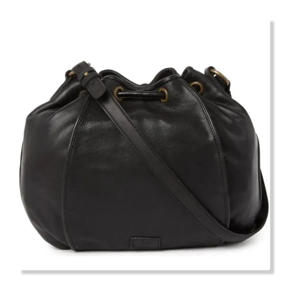 Frye Vivian Leather Bucket Bag in Black - NEW